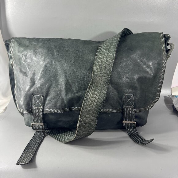 Exquistie Unique numero 10 Green Leather Large Messenger Bag - Picture 1 of 13